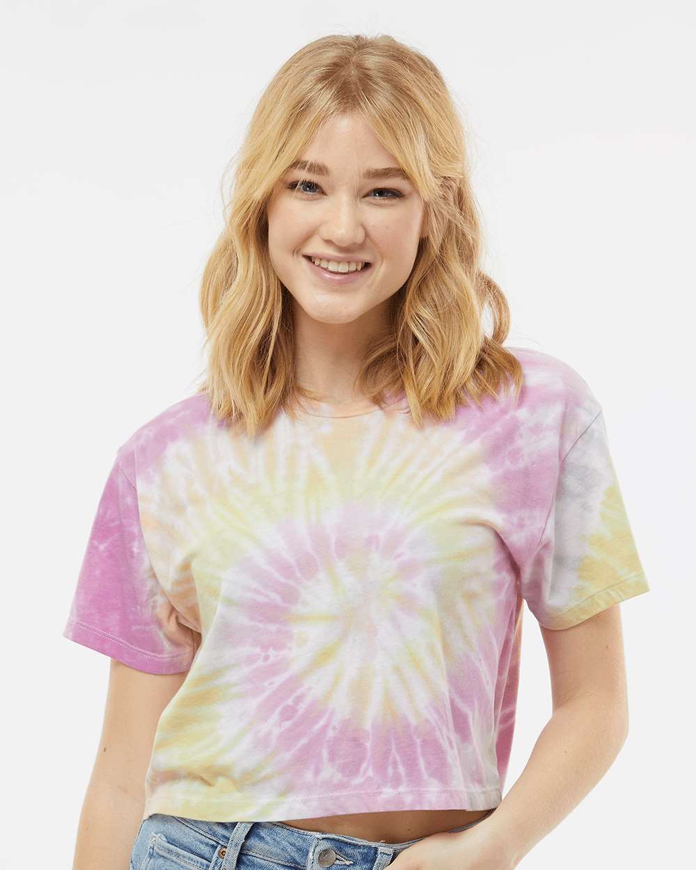Colortone-1050-Women's Tie-Dyed Crop T-Shirt - Image 11