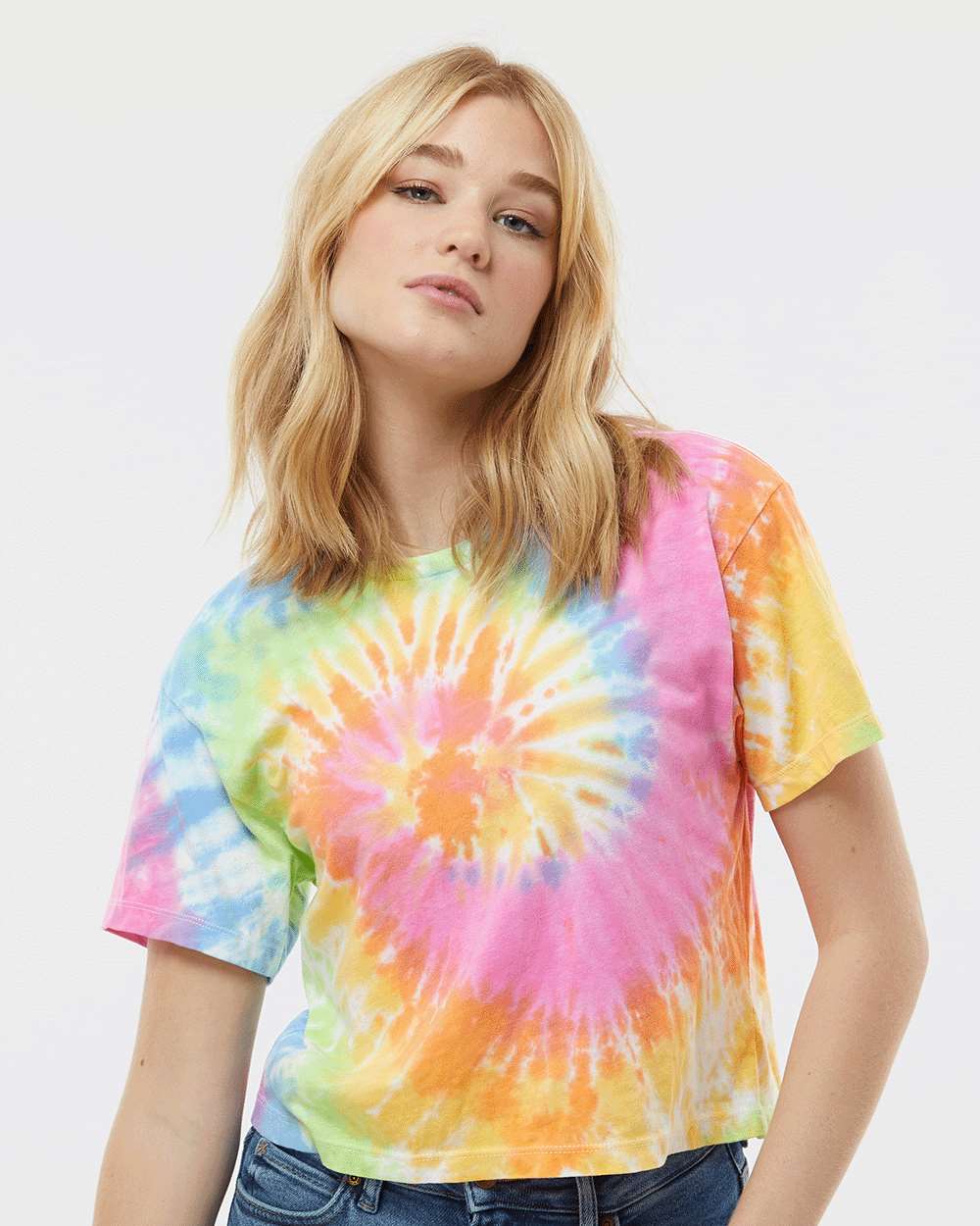 Colortone-1050-Women's Tie-Dyed Crop T-Shirt - Image 17