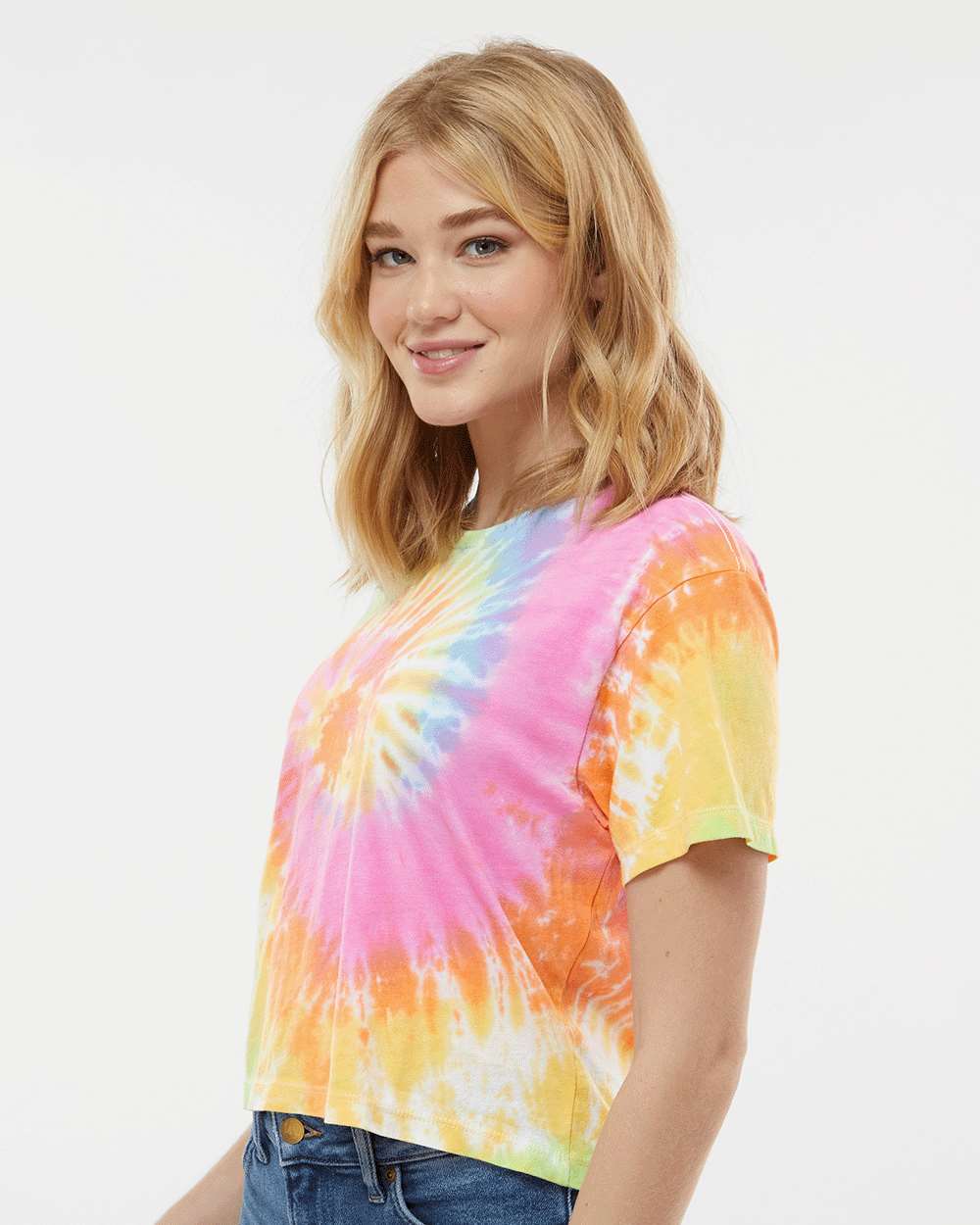 Colortone-1050-Women's Tie-Dyed Crop T-Shirt - Image 18