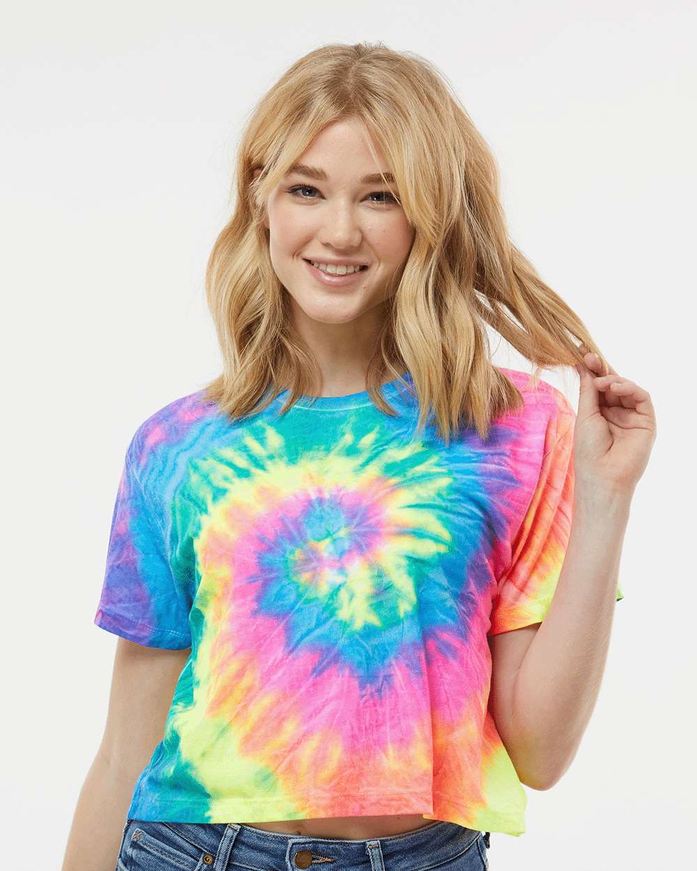 Colortone-1050-Women's Tie-Dyed Crop T-Shirt - Image 29