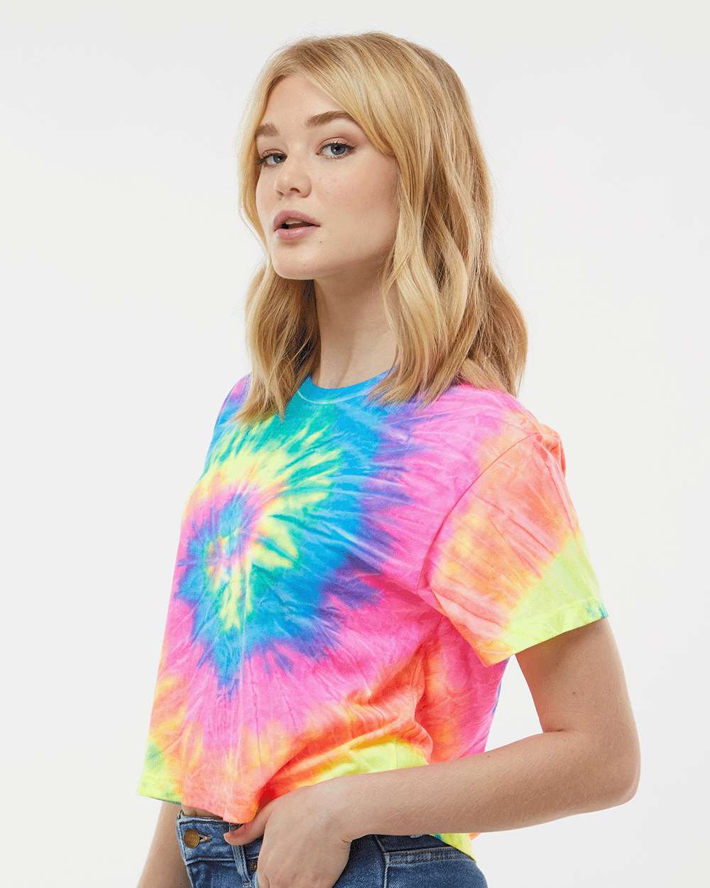 Colortone-1050-Women's Tie-Dyed Crop T-Shirt - Image 30