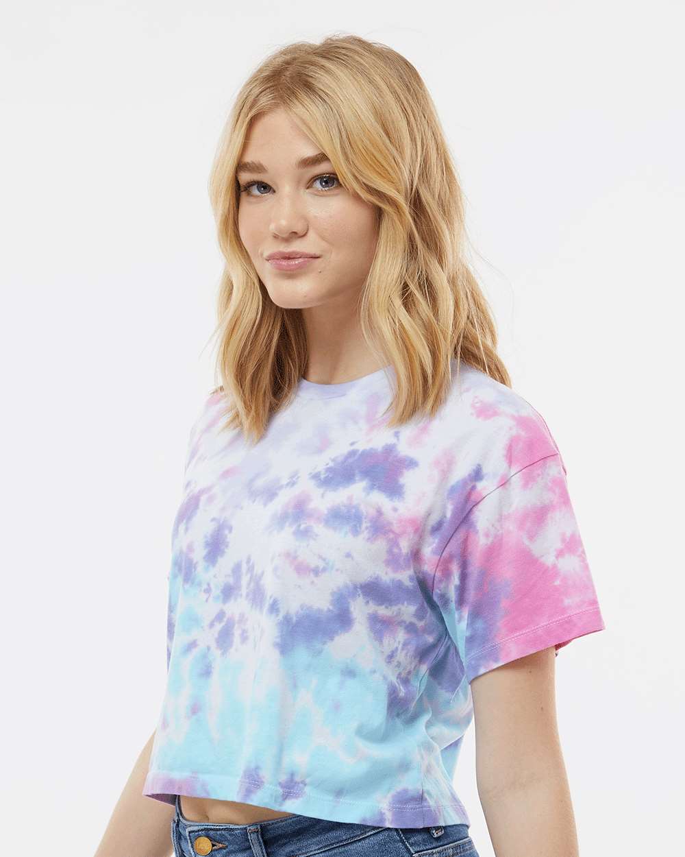 Colortone-1050-Women's Tie-Dyed Crop T-Shirt - Image 6