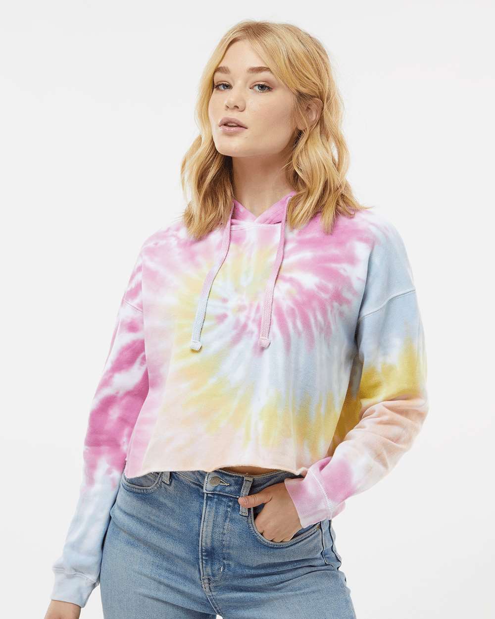Colortone-8333-Women's Tie-Dyed Crop Hooded Sweatshirt - Image 11
