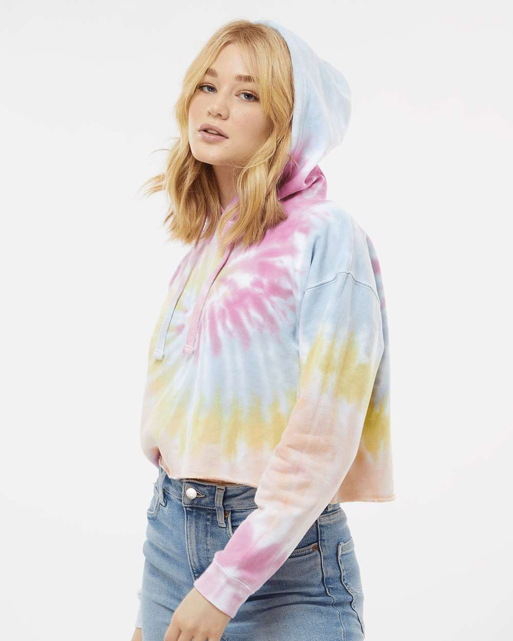 Colortone-8333-Women's Tie-Dyed Crop Hooded Sweatshirt - Image 12