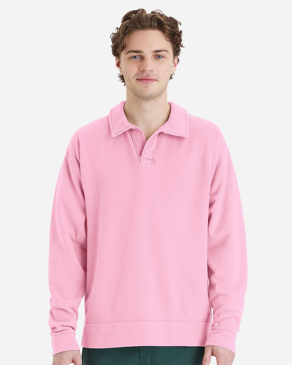 ComfortWash by Hanes-GDH490-Garment-Dyed Polo Collar Sweatshirt - Image 14