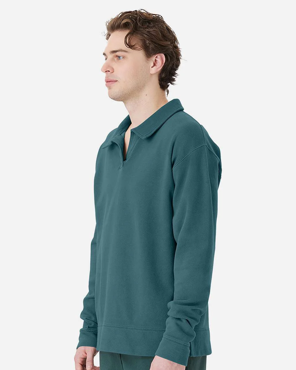 ComfortWash by Hanes-GDH490-Garment-Dyed Polo Collar Sweatshirt - Image 3