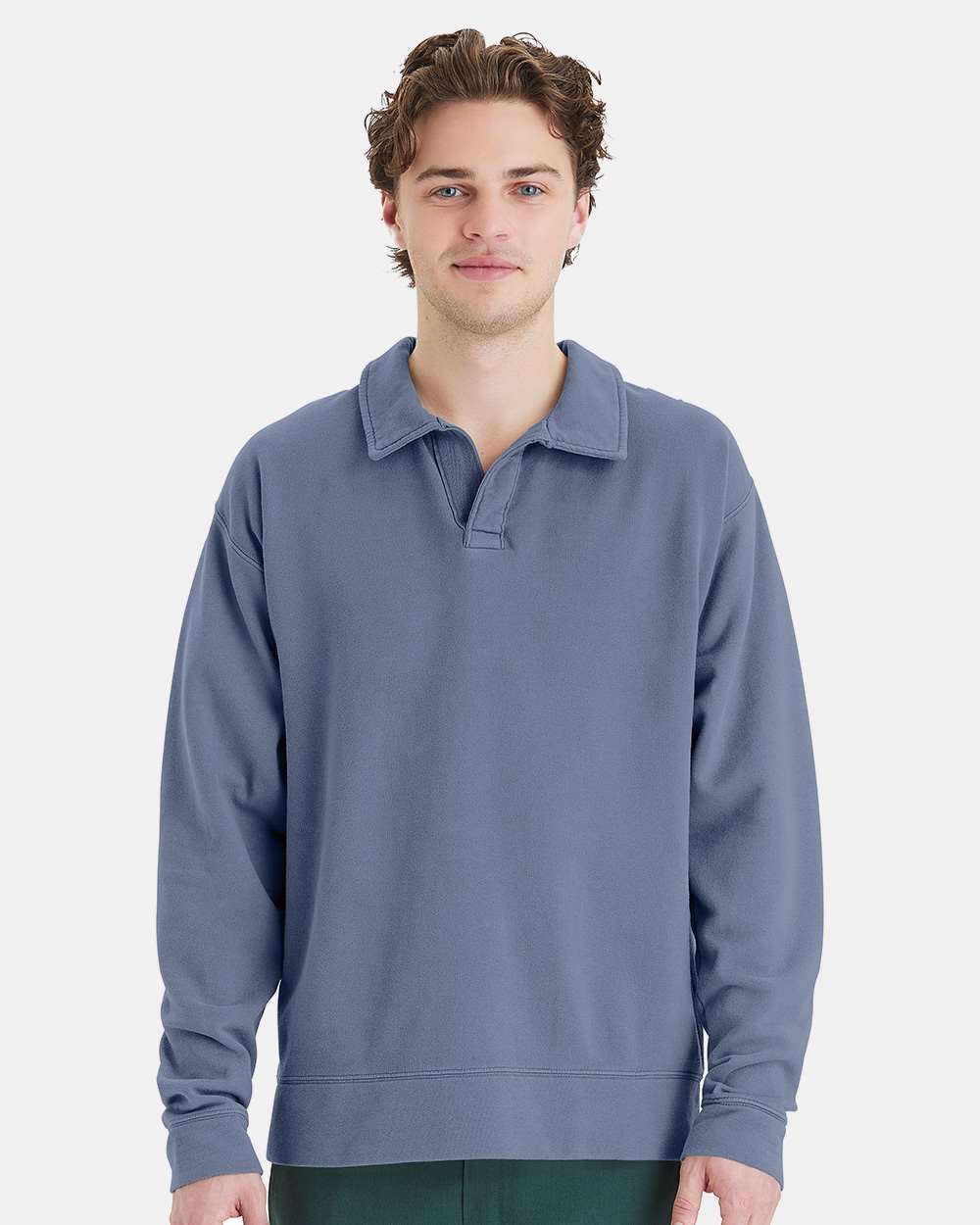 ComfortWash by Hanes-GDH490-Garment-Dyed Polo Collar Sweatshirt - Image 32