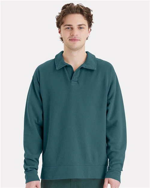 ComfortWash by Hanes-GDH490-Garment-Dyed Polo Collar Sweatshirt - Image 41