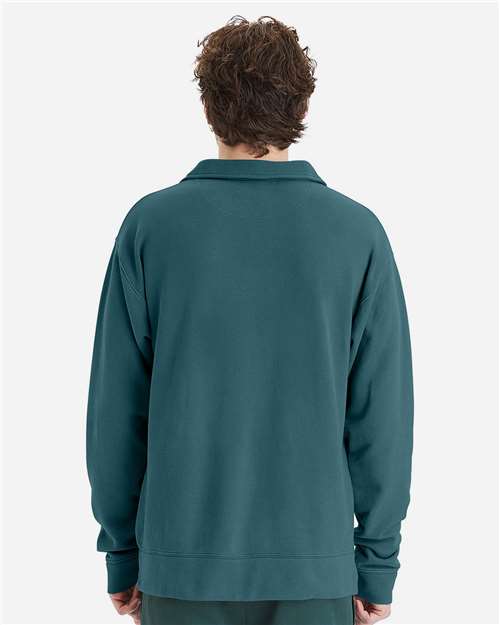 ComfortWash by Hanes-GDH490-Garment-Dyed Polo Collar Sweatshirt - Image 44