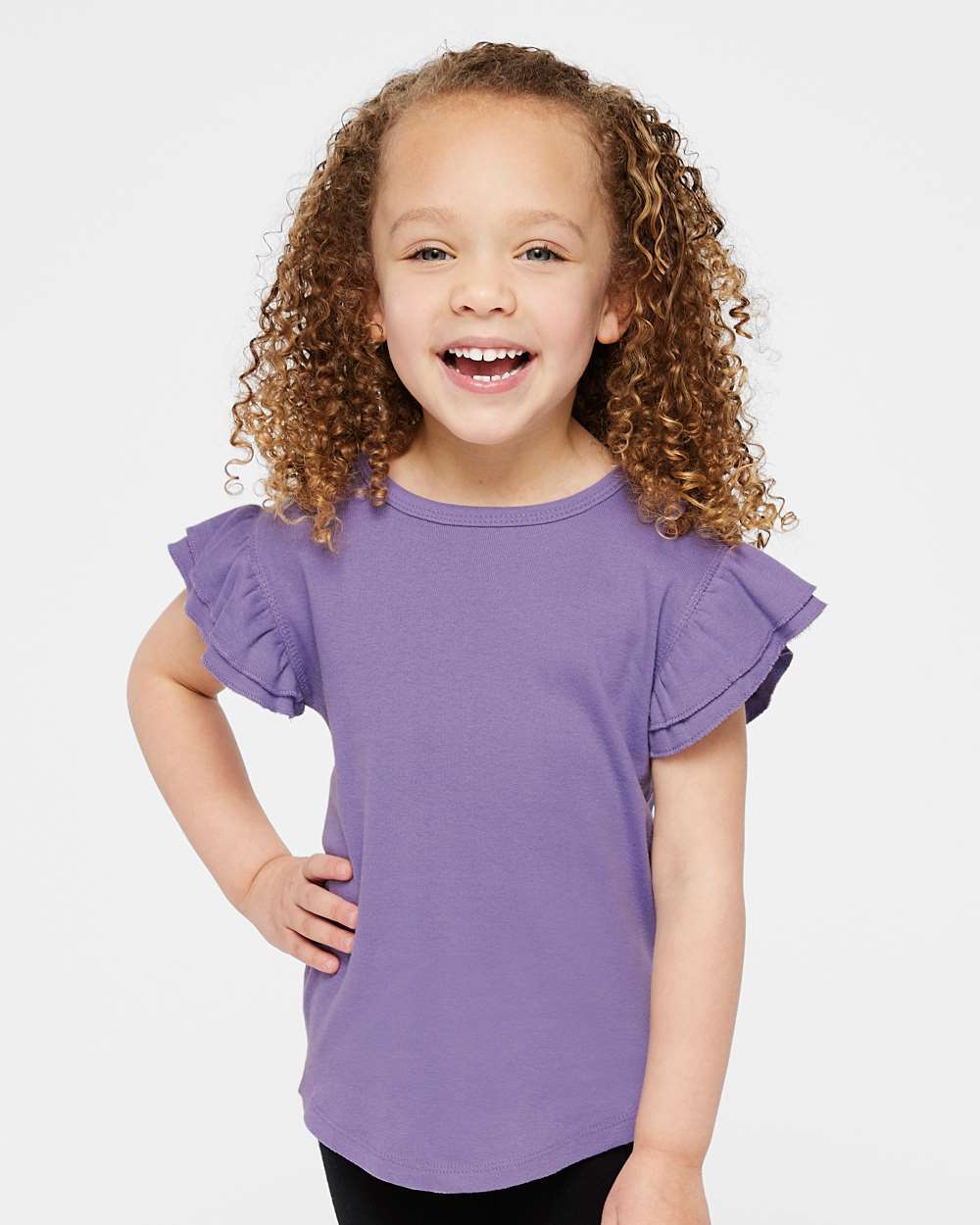 Rabbit Skins-3339-Toddler Flutter Sleeve Tee - Image 11