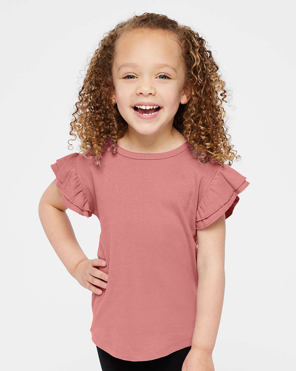 Rabbit Skins-3339-Toddler Flutter Sleeve Tee - Image 17