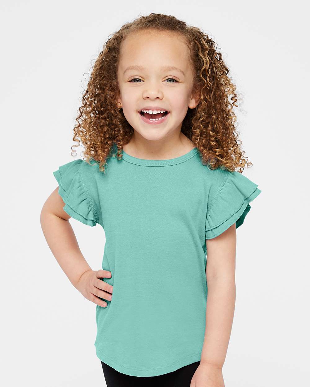 Rabbit Skins-3339-Toddler Flutter Sleeve Tee - Image 23