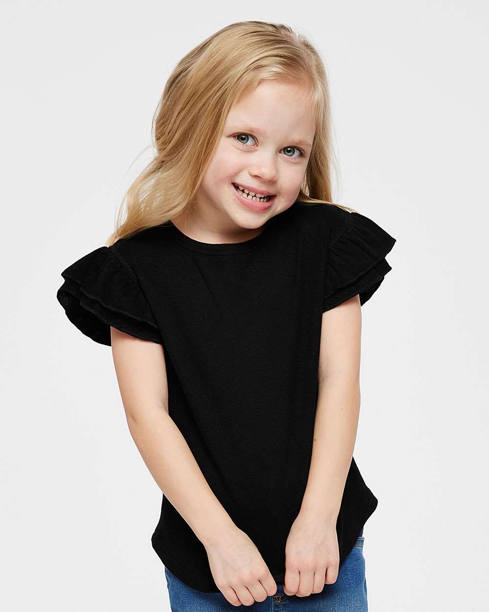 Rabbit Skins-3339-Toddler Flutter Sleeve Tee - Image 5