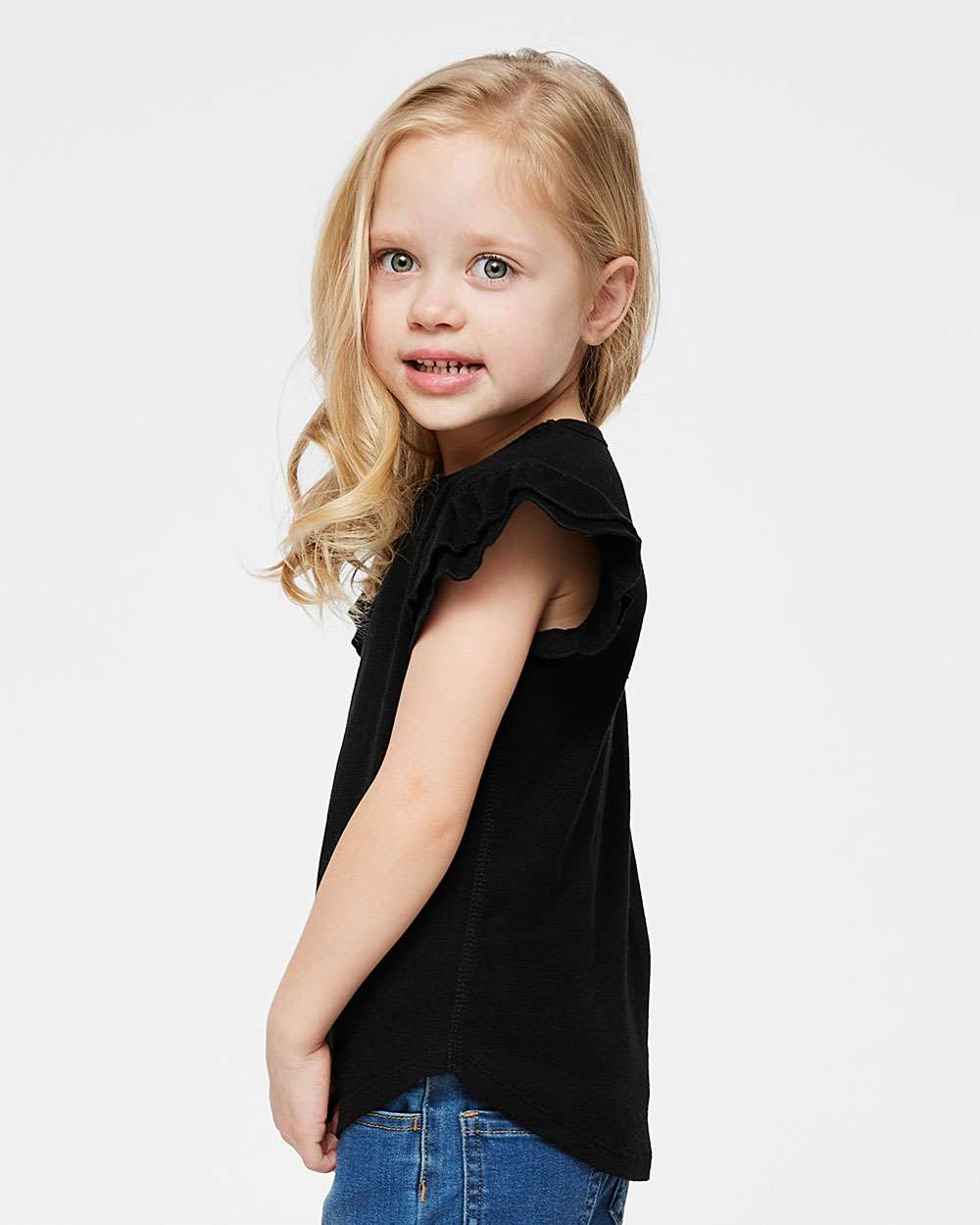 Rabbit Skins-3339-Toddler Flutter Sleeve Tee - Image 6