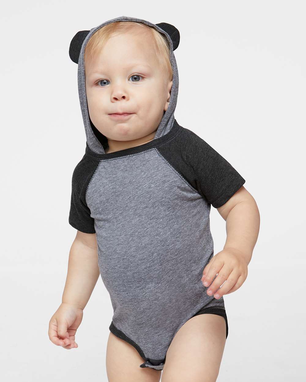 Rabbit Skins-4417-Fine Jersey Infant Short Sleeve Raglan Bodysuit with Hood & Ears - Image 11
