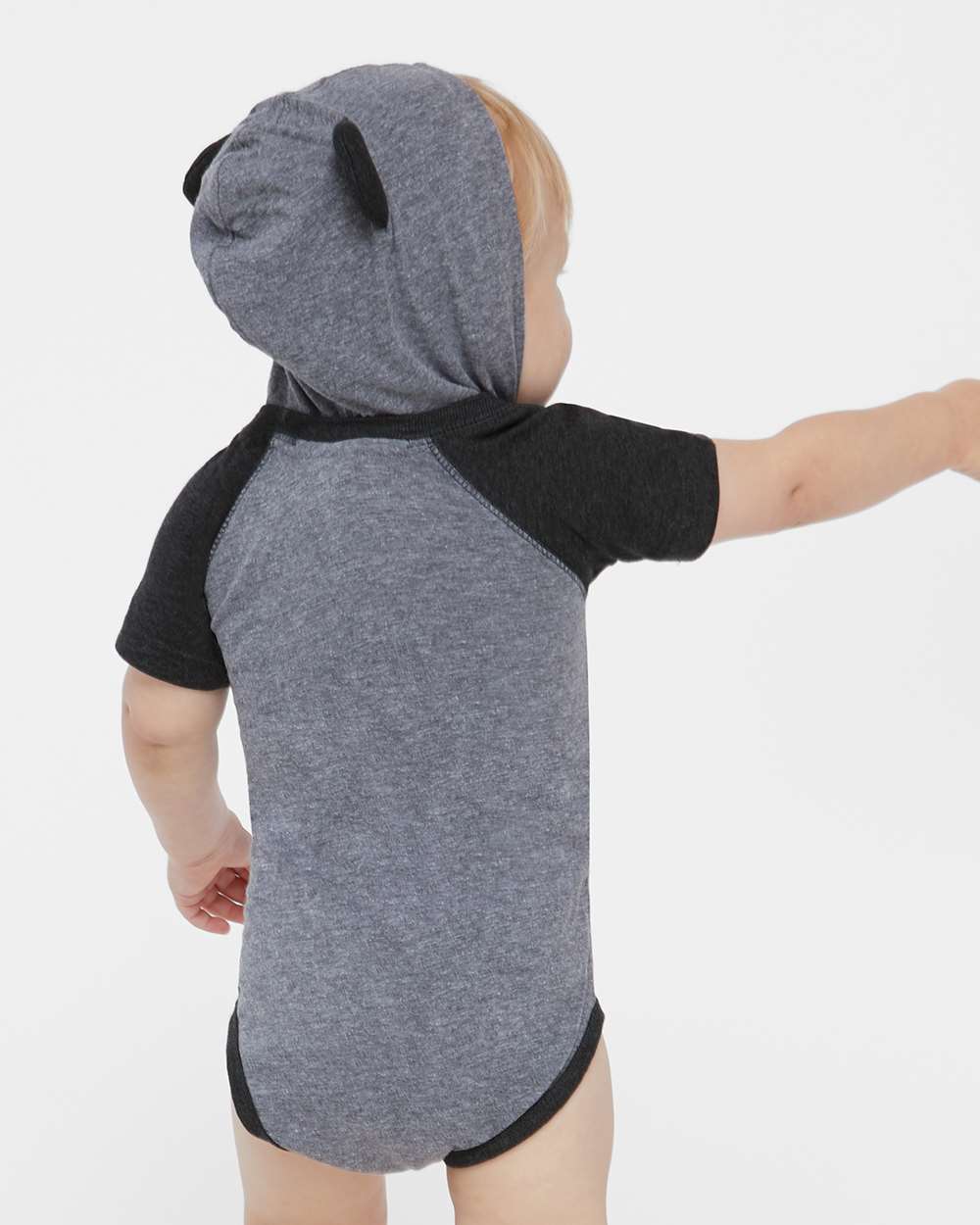 Rabbit Skins-4417-Fine Jersey Infant Short Sleeve Raglan Bodysuit with Hood & Ears - Image 13