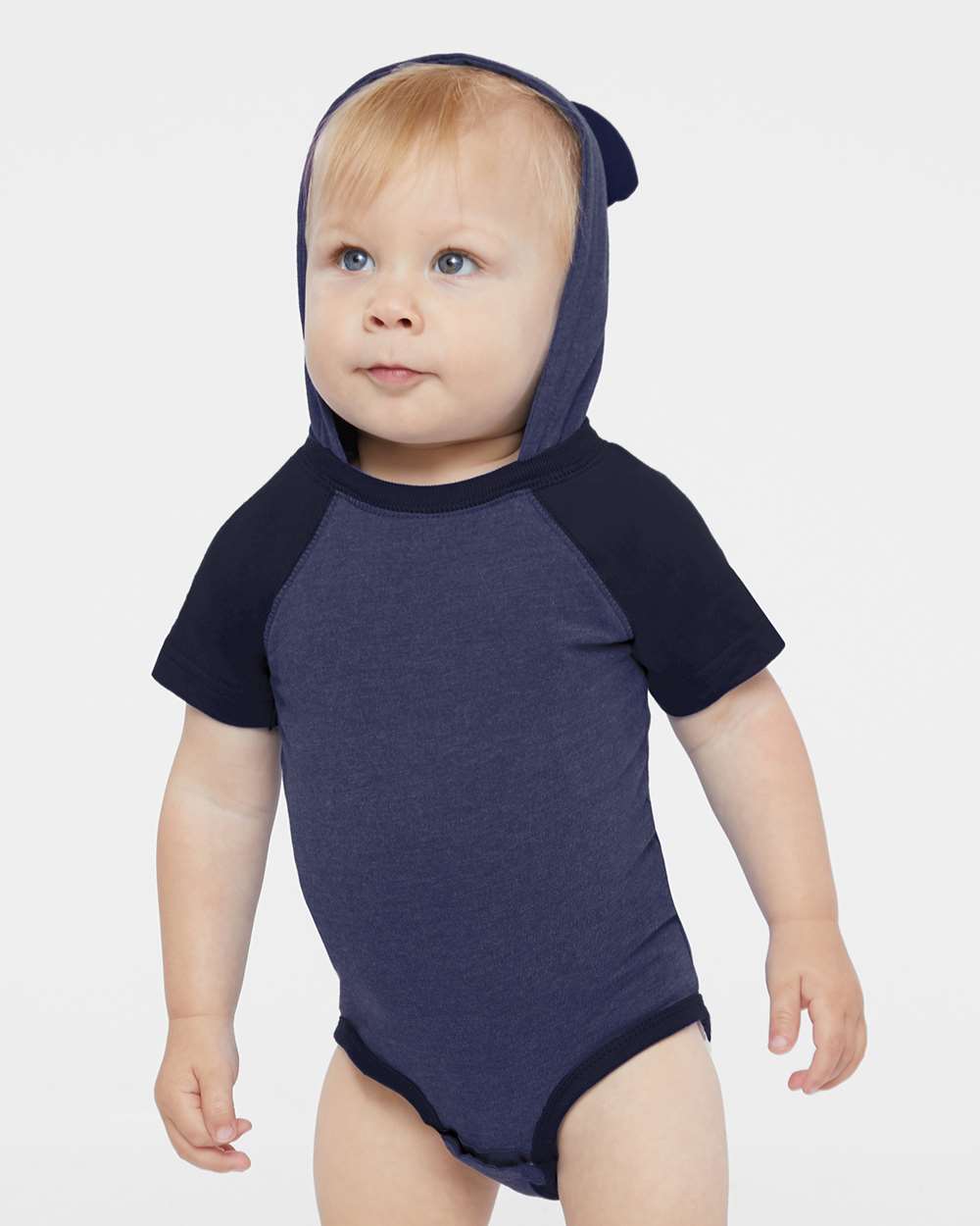 Rabbit Skins-4417-Fine Jersey Infant Short Sleeve Raglan Bodysuit with Hood & Ears - Image 17