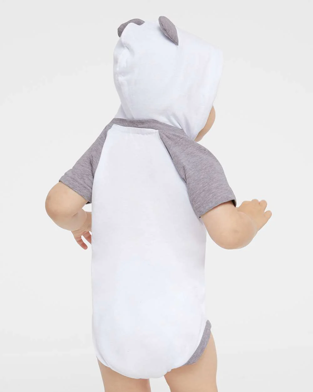 Rabbit Skins-4417-Fine Jersey Infant Short Sleeve Raglan Bodysuit with Hood & Ears - Image 7