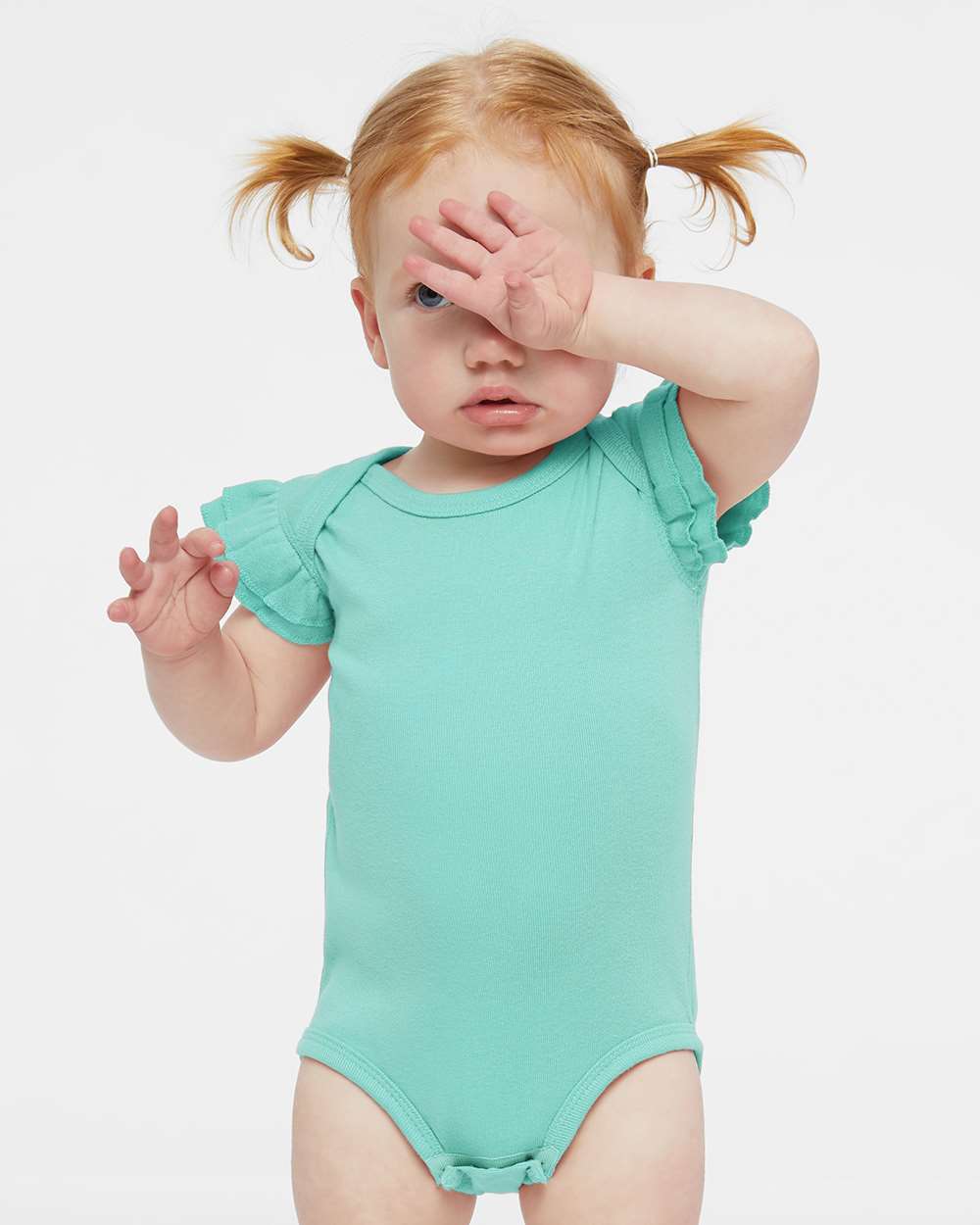 Rabbit Skins-4439-Infant Flutter Sleeve Baby Rib Bodysuit - Image 23